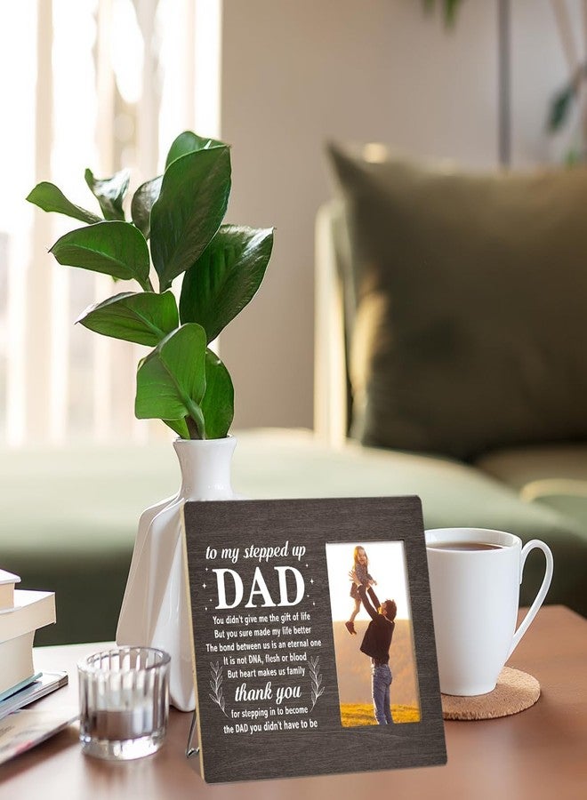 OTINGQD Bonus Dad Picture Frame,Gifts for Stepdad from Daughter Son,Christmas Fathers Day Birthday Gift for Bonus Dad,but Heart Makes Us Family Stepdad Wooden Photo Frame - Image 5